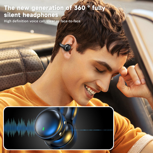 Trådlös Bluetooth hörsnäcka Öronklämma Hörlurar Stereoljud LED Digital Display Black