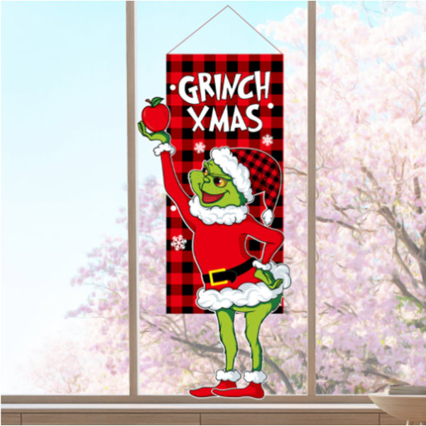 Julgransflagga med Grinch för Utomhus Dekoration Trädgårdsplantering D