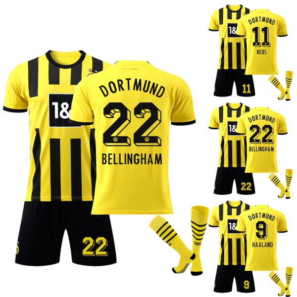 Dortmund fotbollsträningssats för barn Pojkar träningsoveralltröja skjorta+shorts+strumpor #9 28