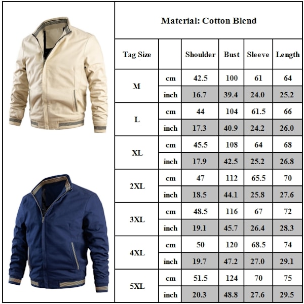 Herrar Pilotjacka Casual Höst och Vinter Militärjacka Vattentät Vindjacka Blue 2XL