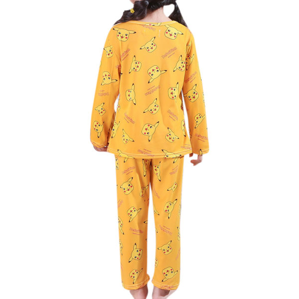 Barnens avslappnade bekväma långärmade hemmaplagg pyjamas med tecknade motiv yellow 122-128cm