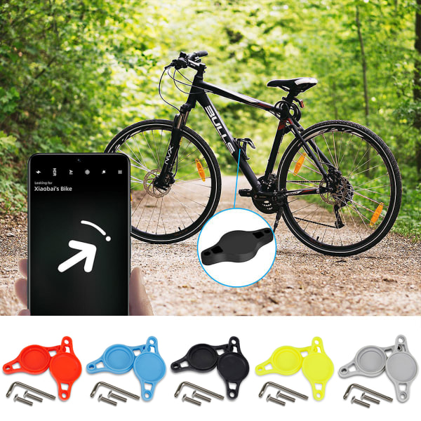 Airtag-fäste för cykel, dold med stöldskyddande skruvar, GPS-spårare black