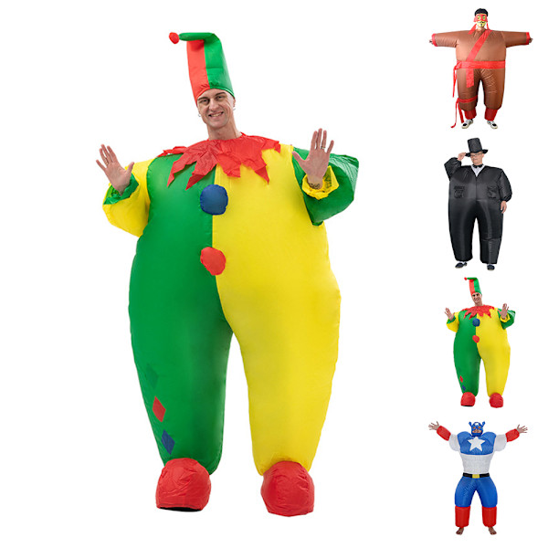 Halloween-asut aikuisille miehille Cosplay puhallettava puku Klovni Joulu roolileikki mekko Clown