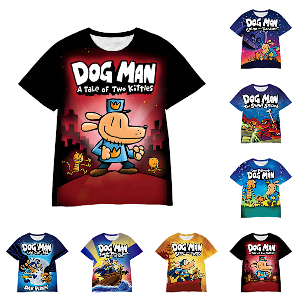 Dog Man Sommar T-shirt för barn, kortärmad, för pojkar och flickor, kortärmad för alla årstider #7 160cm