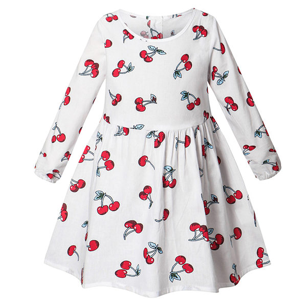 Barnflickor Casual Prinsessa Långärmad Tutus Klänning Blommig Tryckt Klänningar White 110cm