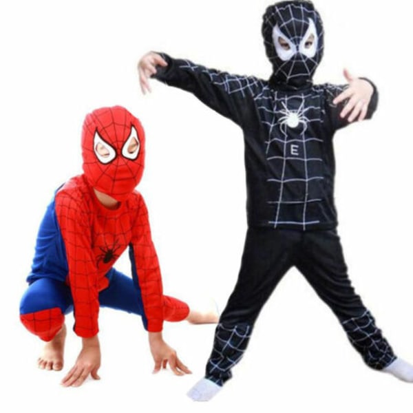 Barn Pojkar Superhjälte Spiderman Cosplay Kostym Fancy Dress Set black