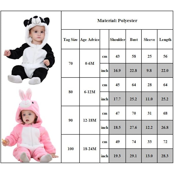 Baby Djurhuva Romper Jumpsuit Bodysuit Kläder Vinterkläder C 70cm