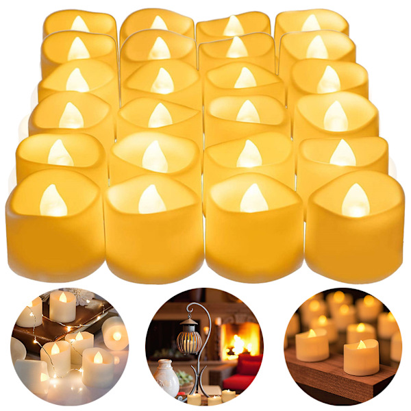 Flammeløse telys LED Votive Flakkende Juledekorasjon 12 pcs