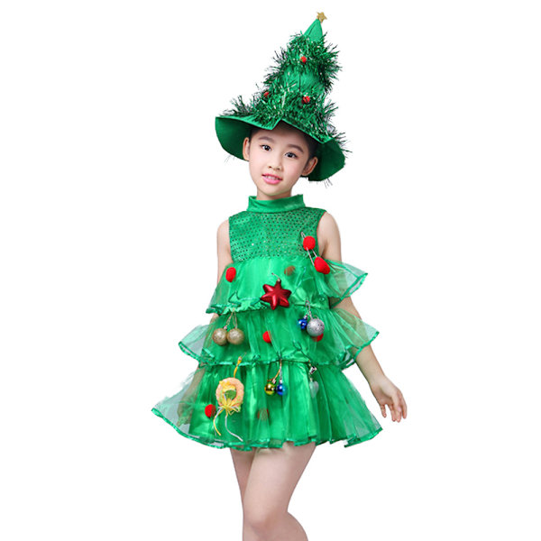 Julklappsklänning för flickor, julgran Cosplay Kostym, Festklänning, Julkläder, 2-10 år 160cm