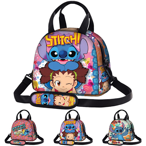 Barn Flickor Pojkar Lilo & Stitch Disney Tryck Lunchväska Kontorsmaterial Förvaringsväska #3
