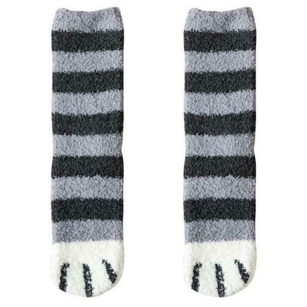 3/5/6 par söta, varma strumpor med kattpottar i 6 färger för höst och vinter grey strips 5PCS