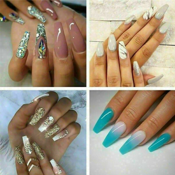 100 st Långa Falska Naglar Artificiella Nagelkonst Tips Stick Full Nagel Red