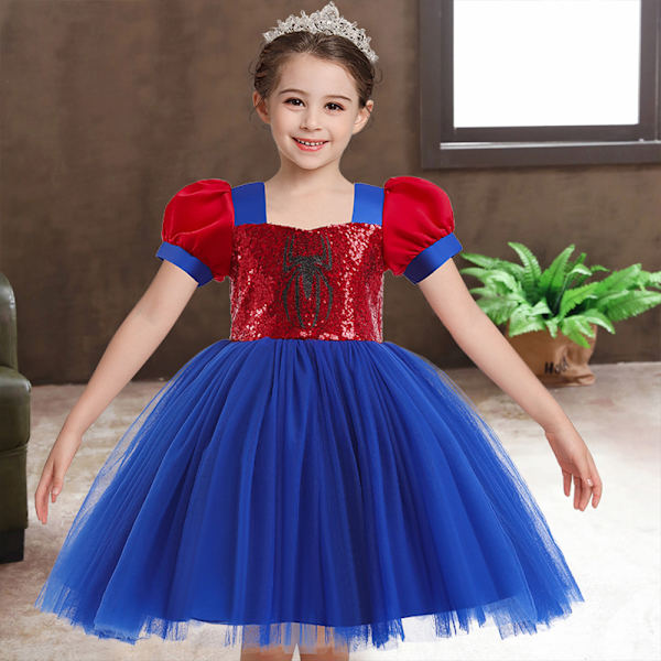 Spiderman Prinsessekjole Kostume til Piger Halloween Cosplay 80cm