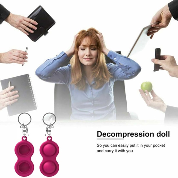 Sensorisk simple dimple Pop It Nyckelring Fidget Kids Toys Gift pink