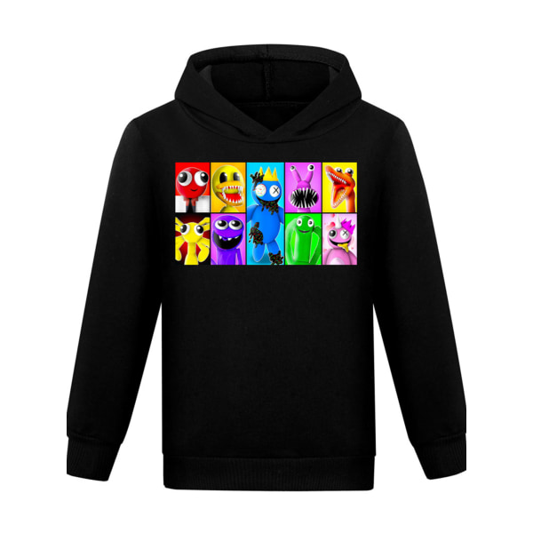 Barn Pojkar Flickor Rainbow Friend Hoodie Sweatshirt Pullover Jumper black 130cm