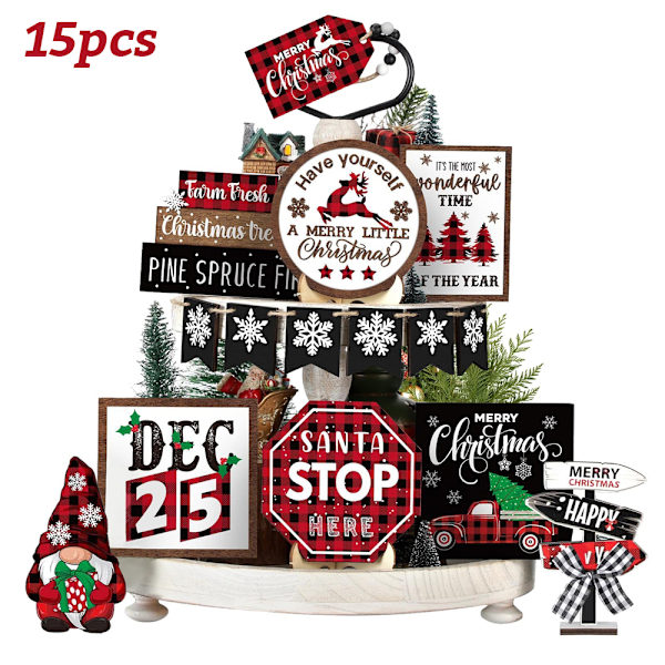 15 st julskiktbricka dekoration vinter skiktbricka dekoration set nytt 15PCS