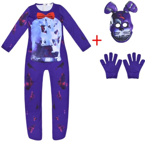 Halloween Five Nights at Freddy's Kids Cosplay Jumpsuit Mask Fancy Costume Set A 120cm