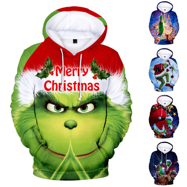 Grinch Kids Casual långärmade hoodies för jul A 130cm