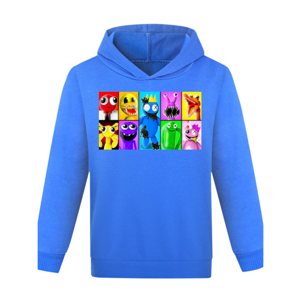 Barn Pojkar Flickor Rainbow Friend Hoodie Sweatshirt Pullover Jumper Dark Blue 130cm