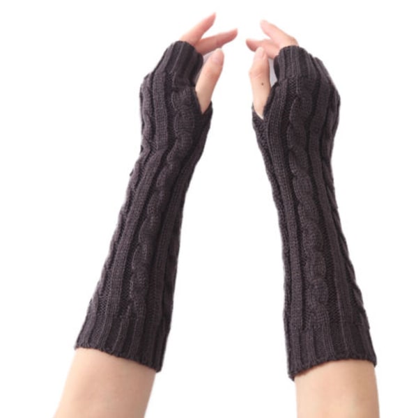 Fashion All-match Populära Long Tube Twist Half Finger Handskar black