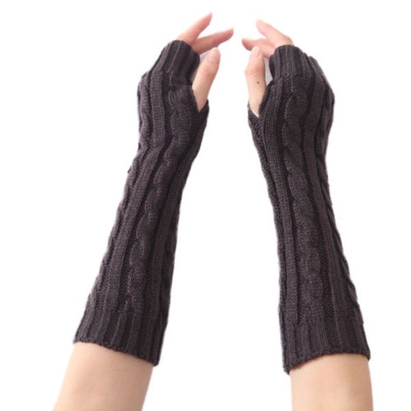 Mode Allround Populära Långa Rör Twist Halvfingerhandskar dark grey