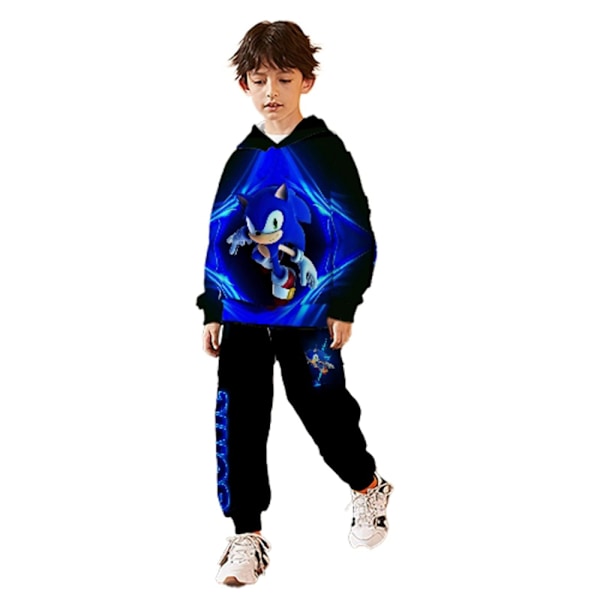 Sonic Hedgehog Børne Hættetrøje+Bukser Træningsdragt Sports Julegave 150cm