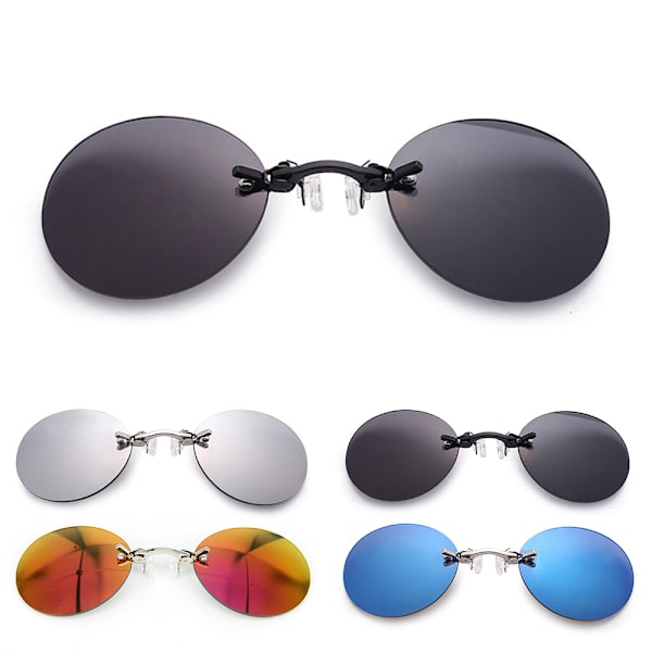 Miesten Klipsi Nenä Retro Pyöreät Lasit Elokuva Matrix Morpheus Kehyksettömät Black grey