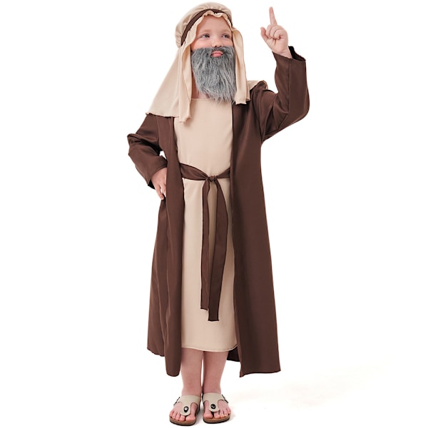 Modekläder för Halloween, Klädset för Babybarn Långärmad Halloween Arab Brun Farfar Mellanålders Kläder 3-delad Dräkt M