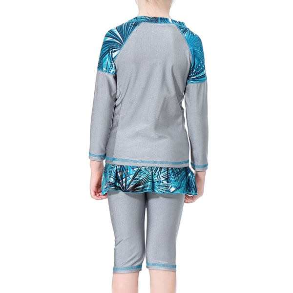 Barnflickor Modest Baddräkt Strandkläder Baddräkt Fullt Täckande Mode Grey