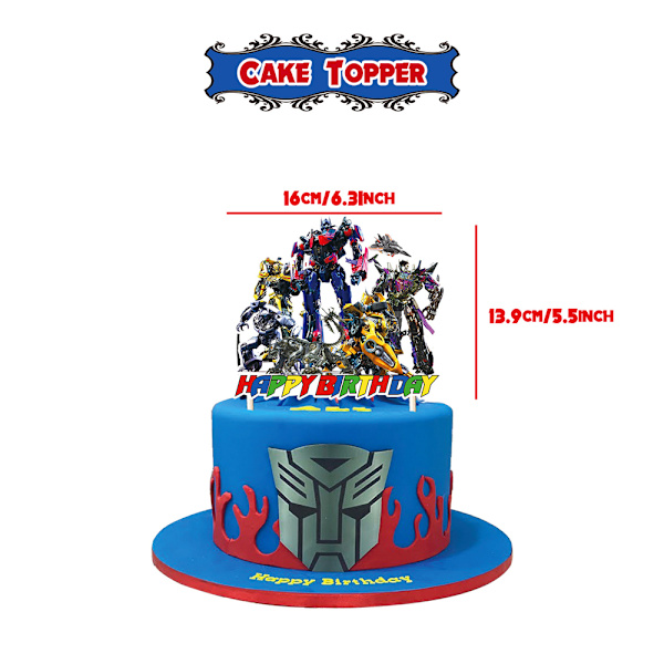 Transformers Tema Banner Balloner Kage Toppers Sæt Til Børnefester Dekorationer