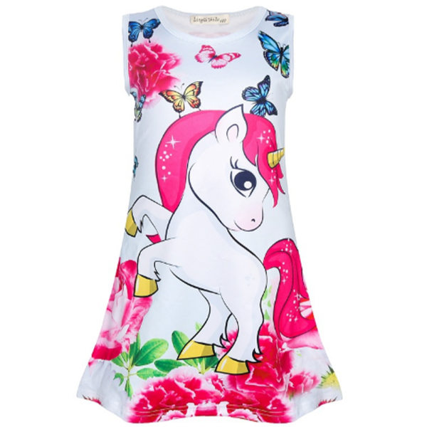 Kids Girl Unicorn Princess Party Dress Sommar Pyjamas Pyjamas 120cm
