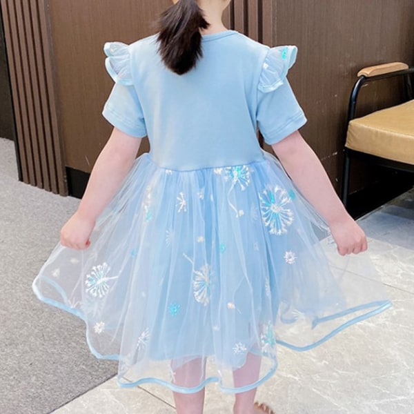 Kids Girl Cosplay Party Princess Frozen Elsa Costume Party Dress blue 130cm