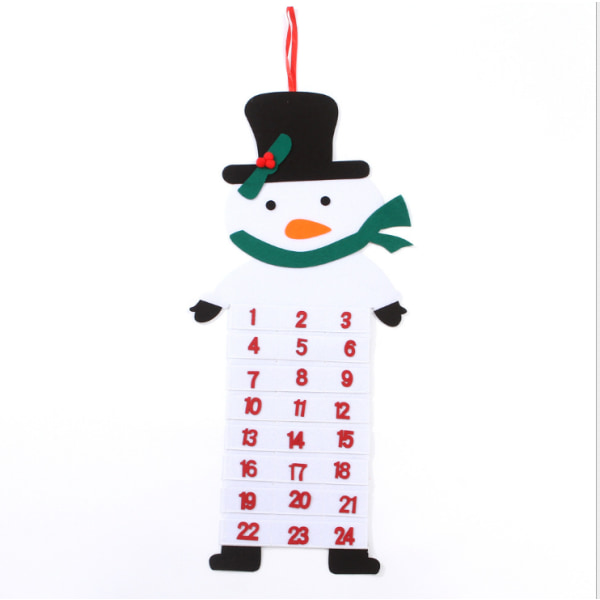 Stor Filt Julkalender med Fickor för Dekoration snowman