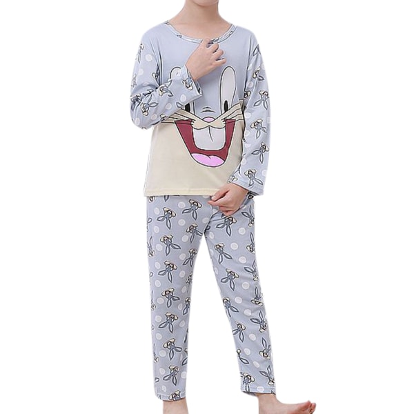 Barn Casual Bekväm långärmad pyjamas tecknad film grey 110-116cm