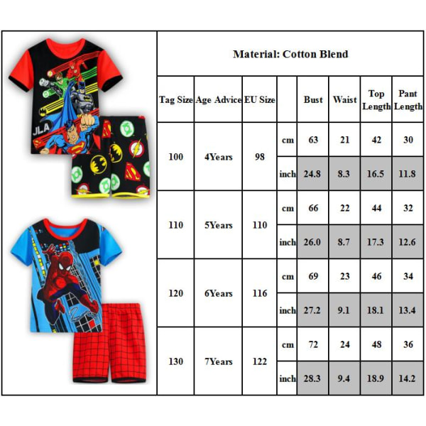 Barnens Spiderman Pyjamas Set med Kortärmad T-shirt och Shorts, Ålder 4-7 År, Sommarsovkläder #1 120cm