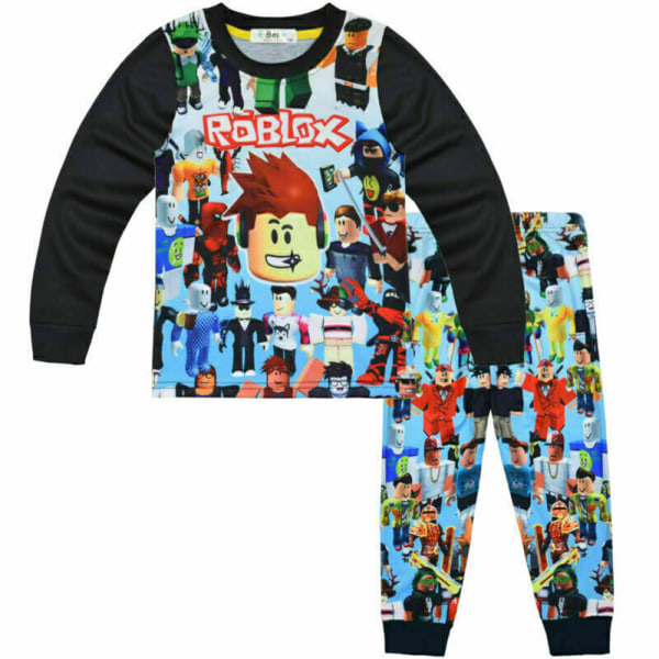 Barn Roblox Pyjamas Långärmad tröja Byxor Loungewear Present black 160cm