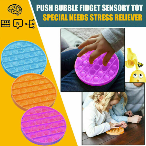 Pop It Fidget Toy-Flera färger Stress Sensorisk Kid Game orange-Flowers
