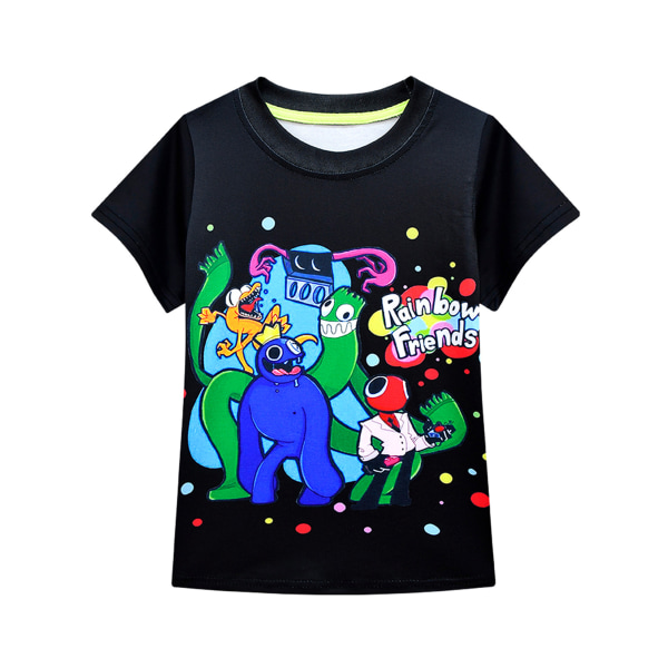 Rainbow Friends T-shirts Game Cartoon Graphic Kid Short Top Present black