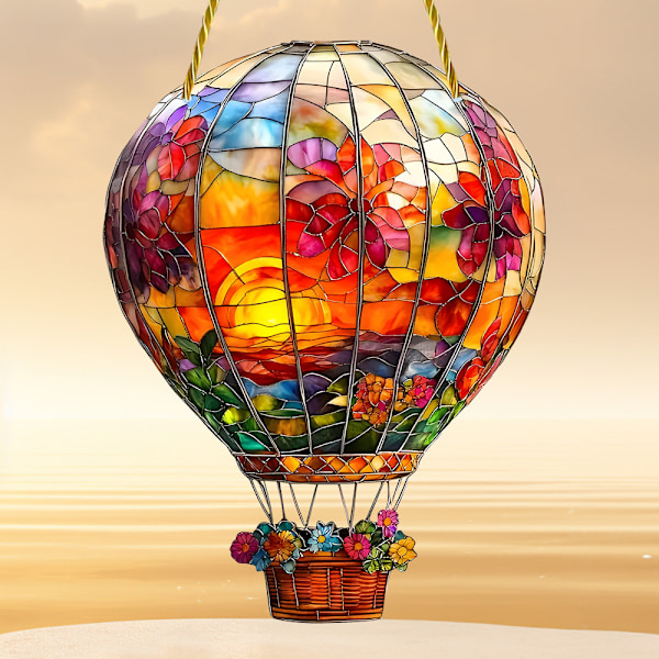 Varmt Luftballong Sollampa med Ljusstake Hängande Trädgårdslampa Vattentät Glas Varmt Luftballong Sollampa Dekoration för Gräsmatta Veranda Trädgård