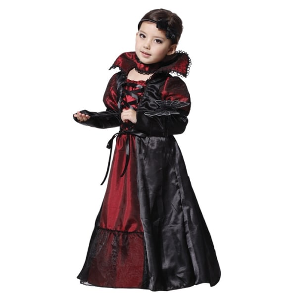 Flicka Halloween Cosplay kostym Barn Häxa Vampyr black&red