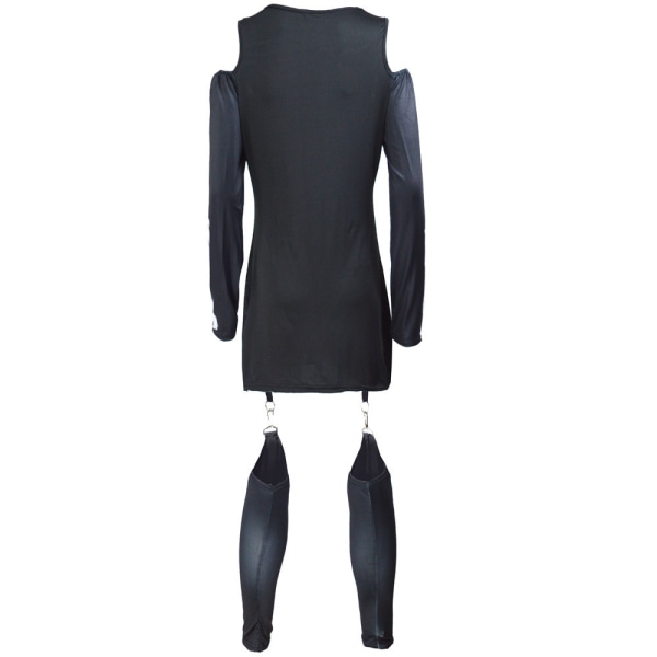 Halloween-kostym för kvinnor, skelettjumpsuit för fest XL