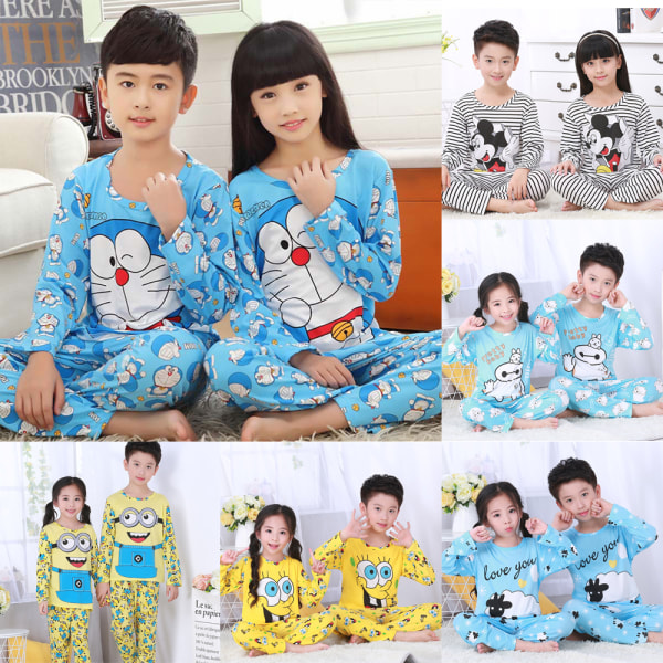 Barn Tecknad Rund Halsad Långärmad Sleepwear Pyjamas Set Doraemon 4-5 years