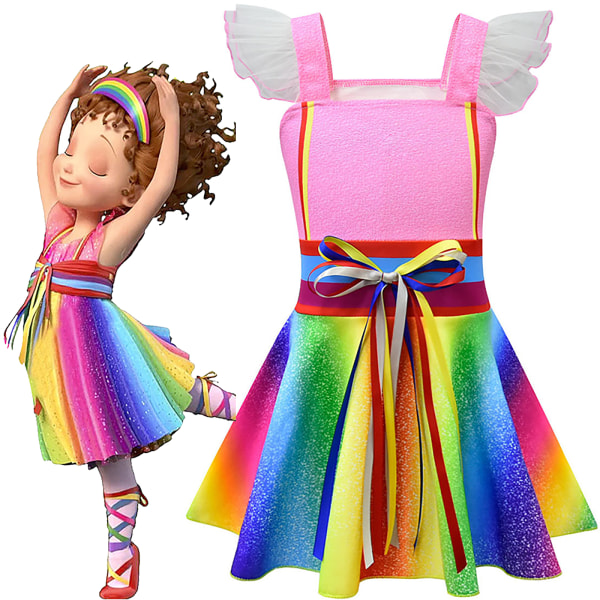 Girl Kid Nancy Cosplay Fancy Dress Kostym Rainbow Swing Klänningar