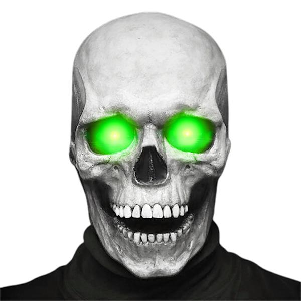 Kranium Maske Halloween Horror Glødende Øje Helhoved Kranium Masker Hjelm Bevægelig Kæbe D