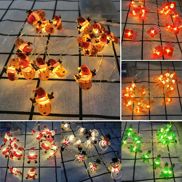 2M LED Julelyskæde Børn Julefrokost Dekoration Julemand Træ Five-Pointed Star