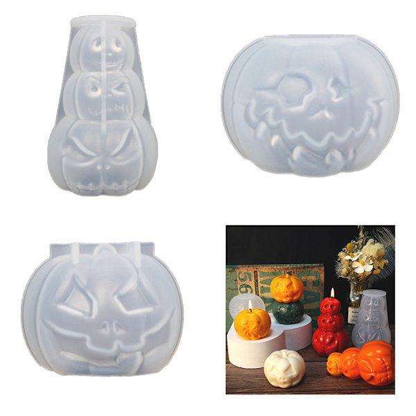 3D Halloween Pumpa Ljusform Silikon DIY Resin Bakverktyg B