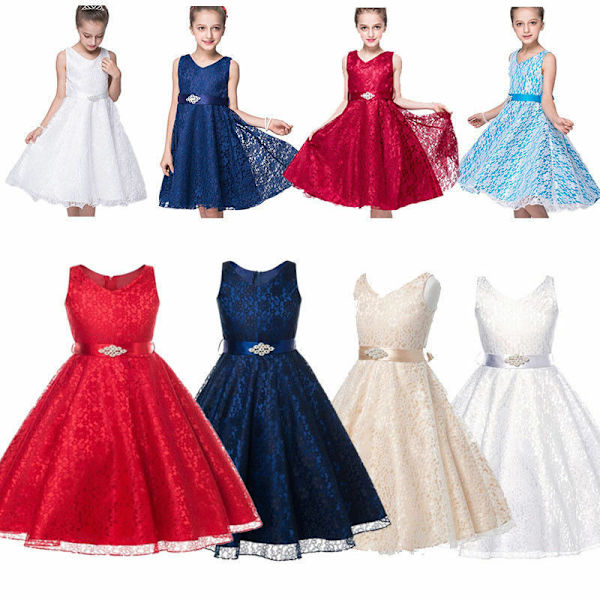 Lasten Juhlakukkamekko Pitkä Pitsimekko Viralliset Hääpuvut navy blue 4-5Years