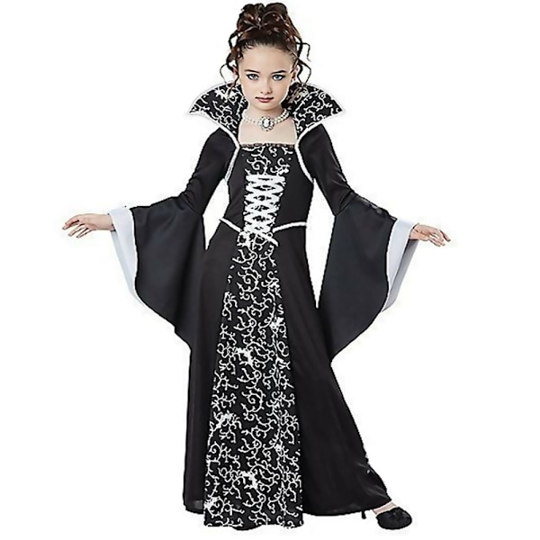 Halloween-klänning för flickor, häxkostym, festkläder white 140cm