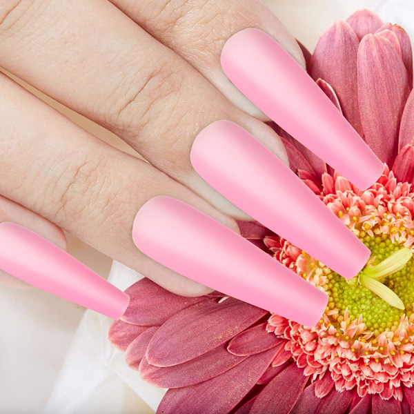 100st/ set falska naglar konstgjorda akryl vanligt falska fulla nail art Stick på pink