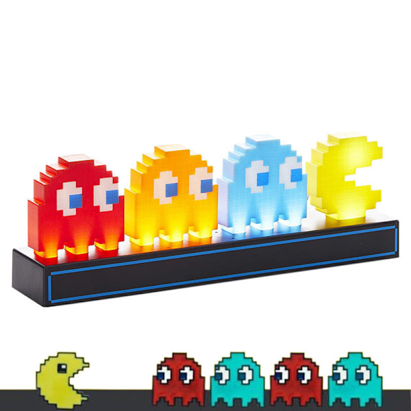 Röststyrd 3D Nattlampa Färgglad Pac Man Super Mario Figur Pixel LED